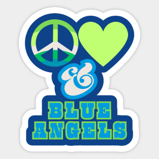 Peace, Love & Blue Angels  - Pacific Northwest Retro Pop Electric Green Style Sticker